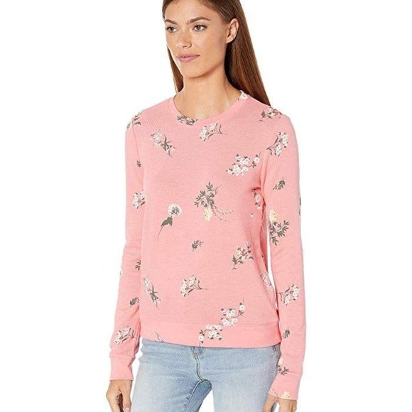 Lucky Brand Tossed Floral Sweatshirt Tea Rose - Picture 1 of 3
